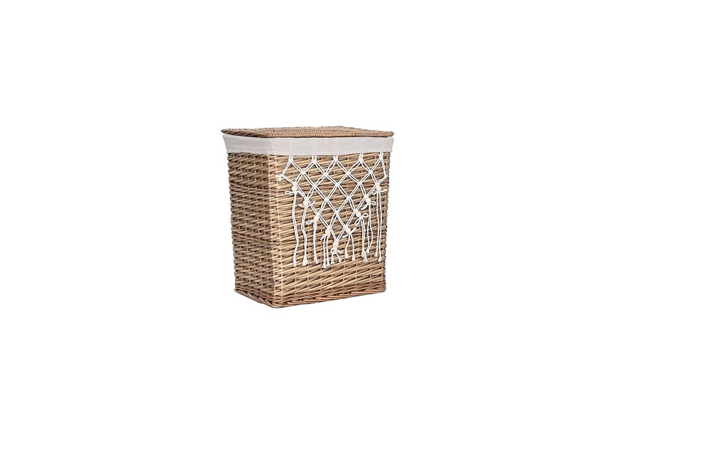 CESTA ROPA MIMBRE ALGODON 40X31X17CM NATURAL